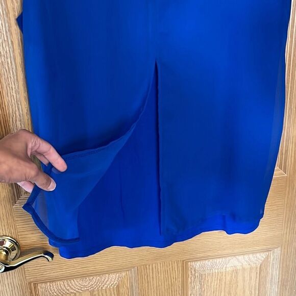 Chico’s Blue Knit Woven Split Front Tank Top Size XL - Picture 2 of 7